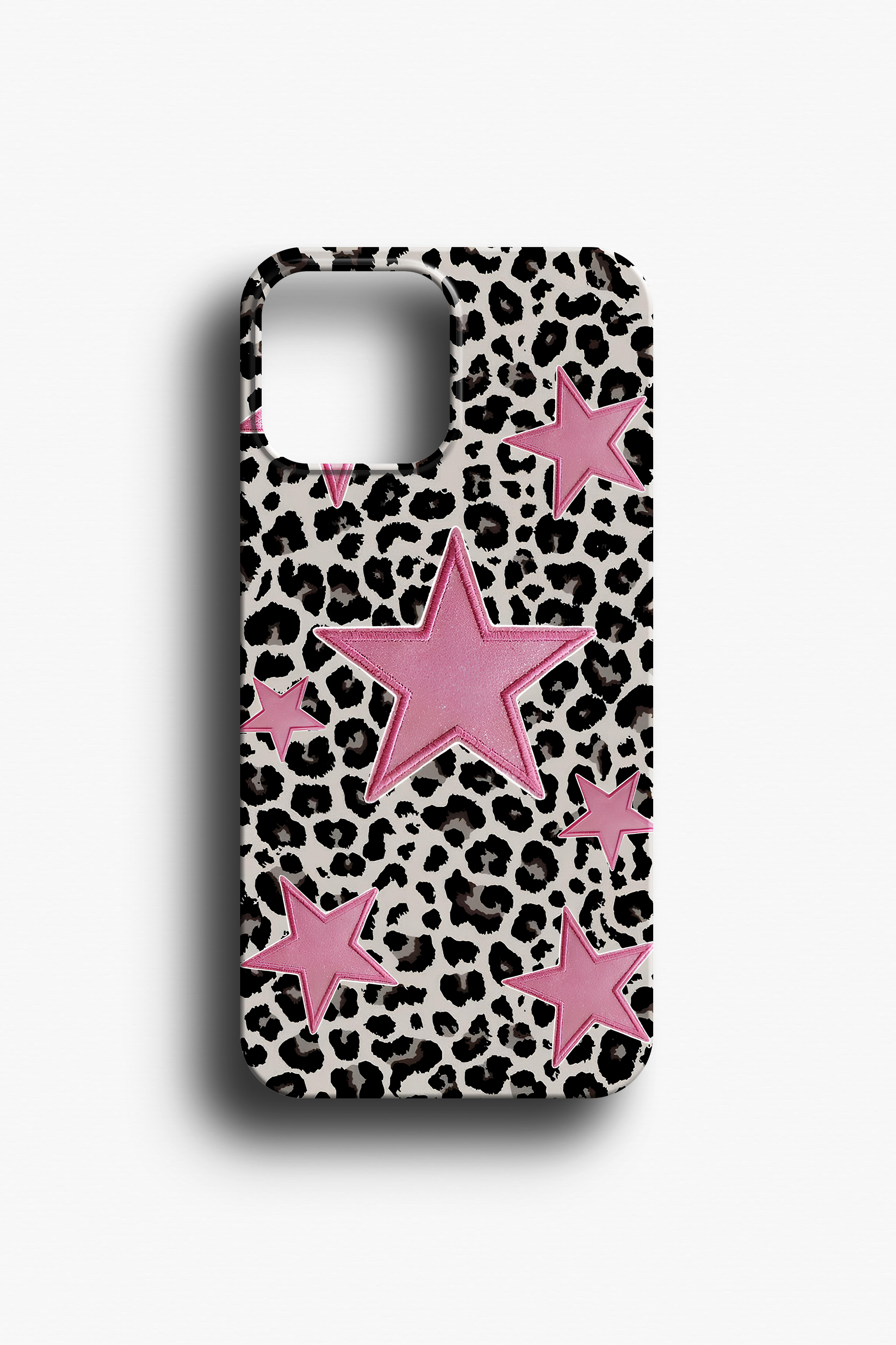 Yıldız Patch Detaylı Leopar Telefon Kılıfı