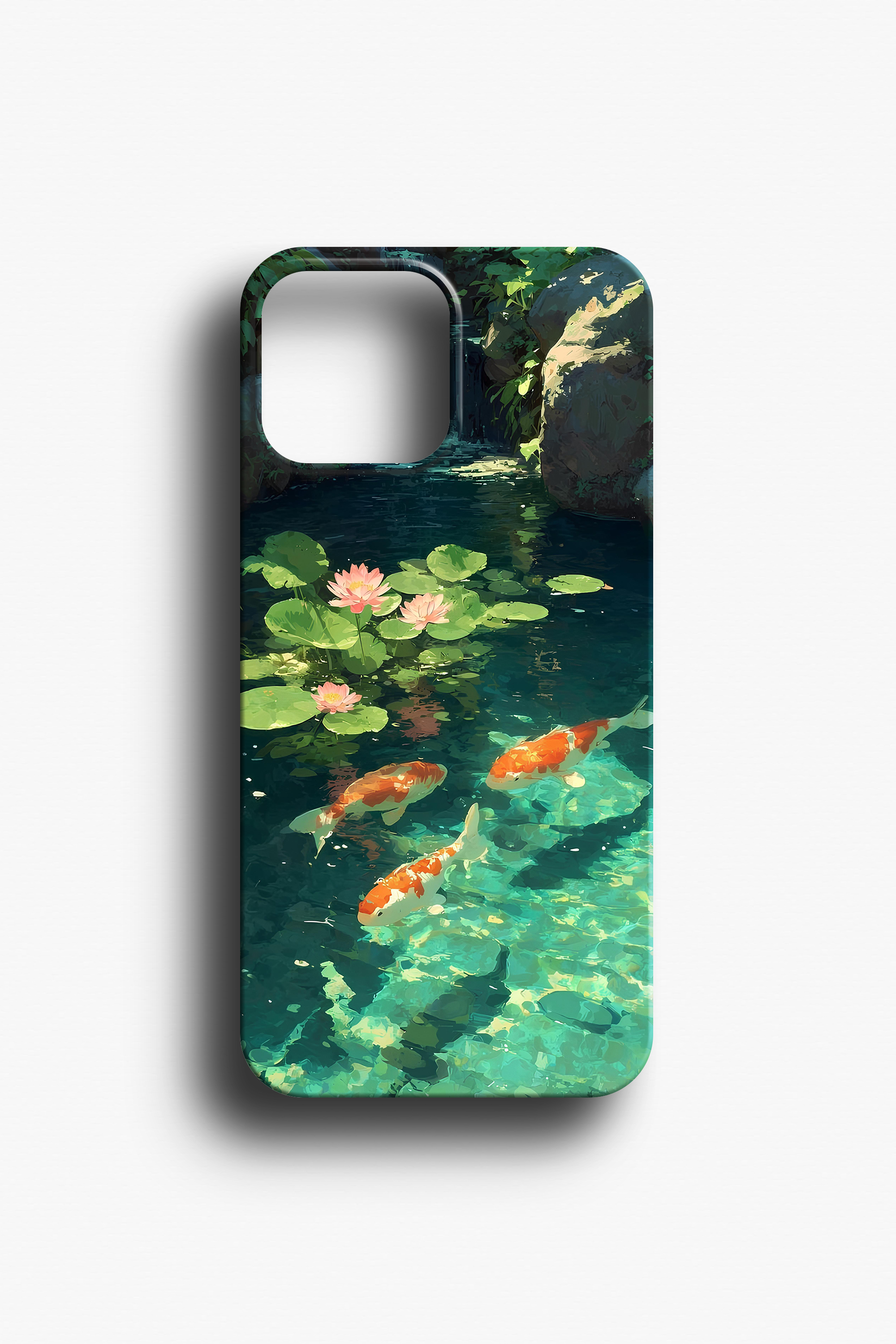 Koi Balığı ve Nilüfer Desenli  Telefon Kılıfı