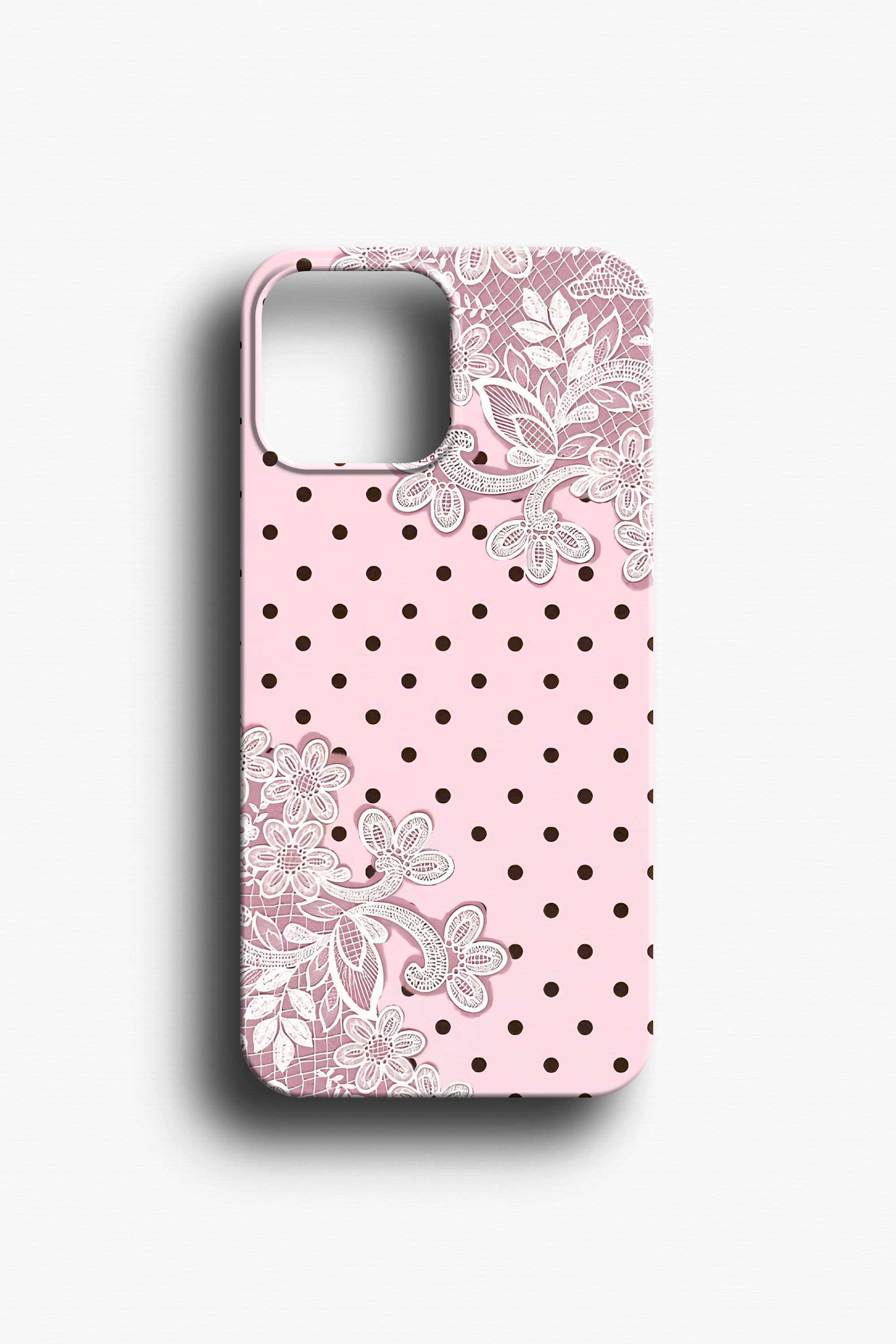 Pink Estetik Floral Dantel Telefon Kılıfı