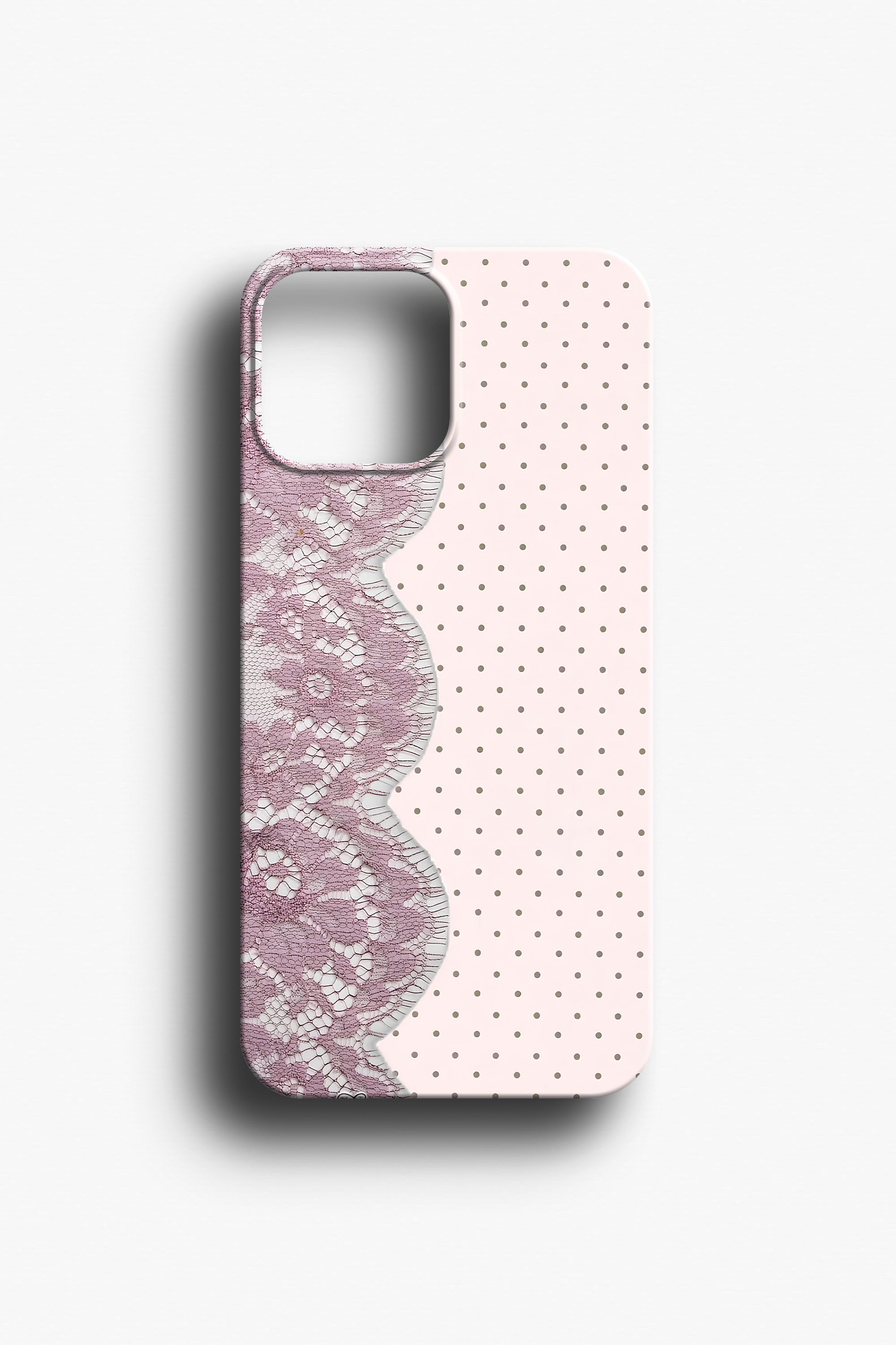 Pembe Dikey Dantel Şeritli Telefon Kılıfı
