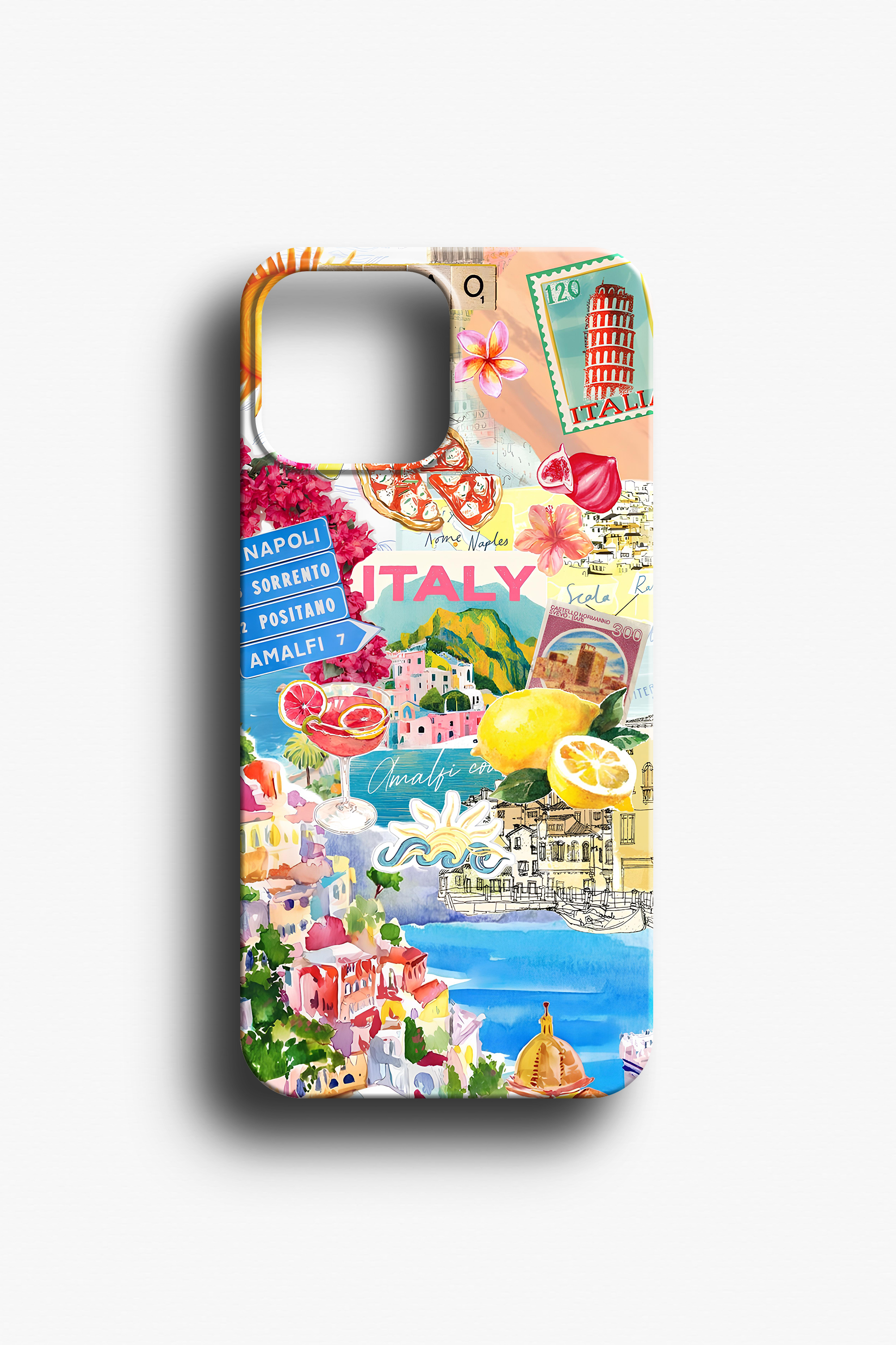 Amalfi Sahili ve Limon Desenli Telefon Kılıfı