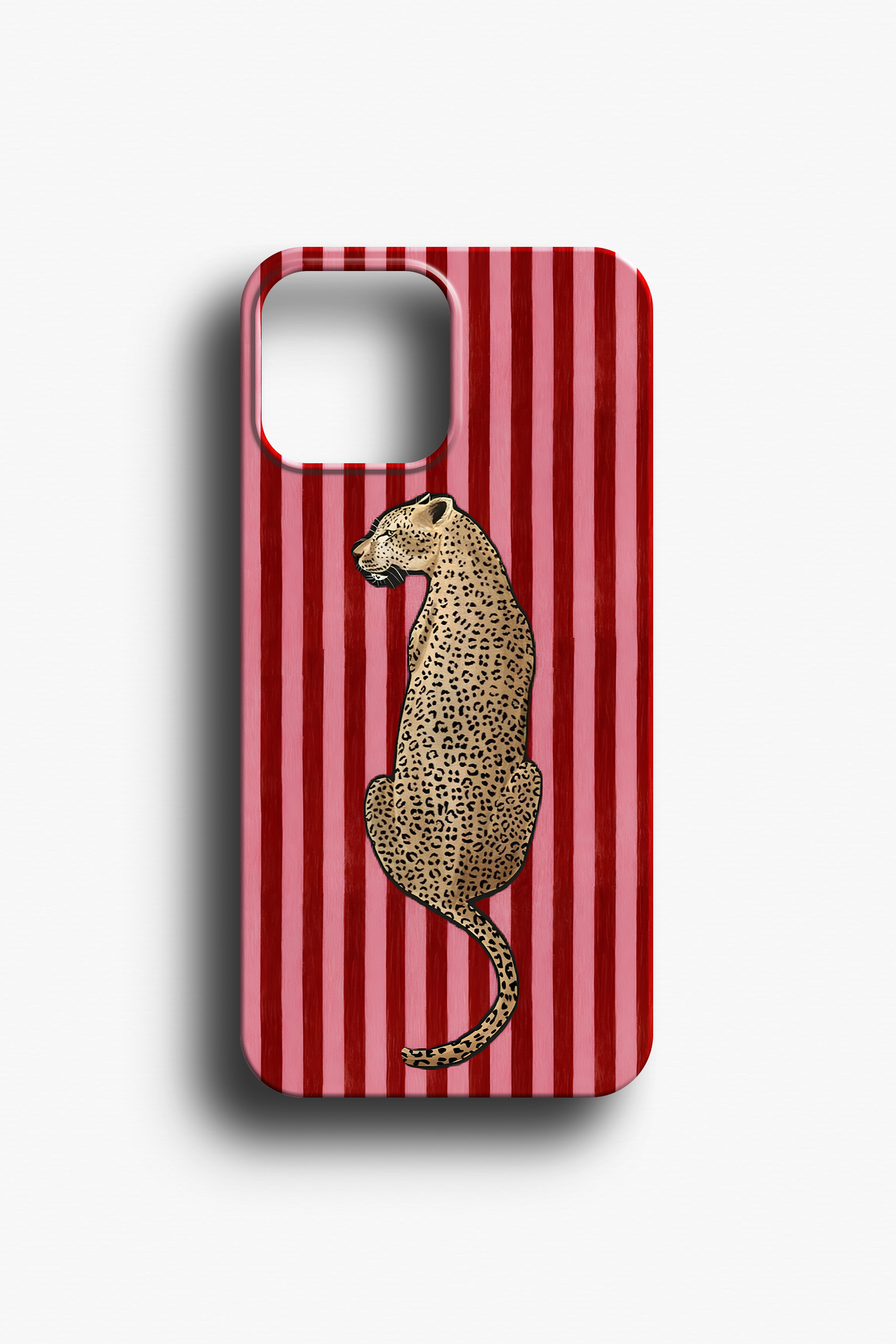 Çizgili Leopar Desenli Telefon Kılıfı