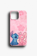 Stitch ve Angel Tropikal Çiçekli Telefon Kılıfı