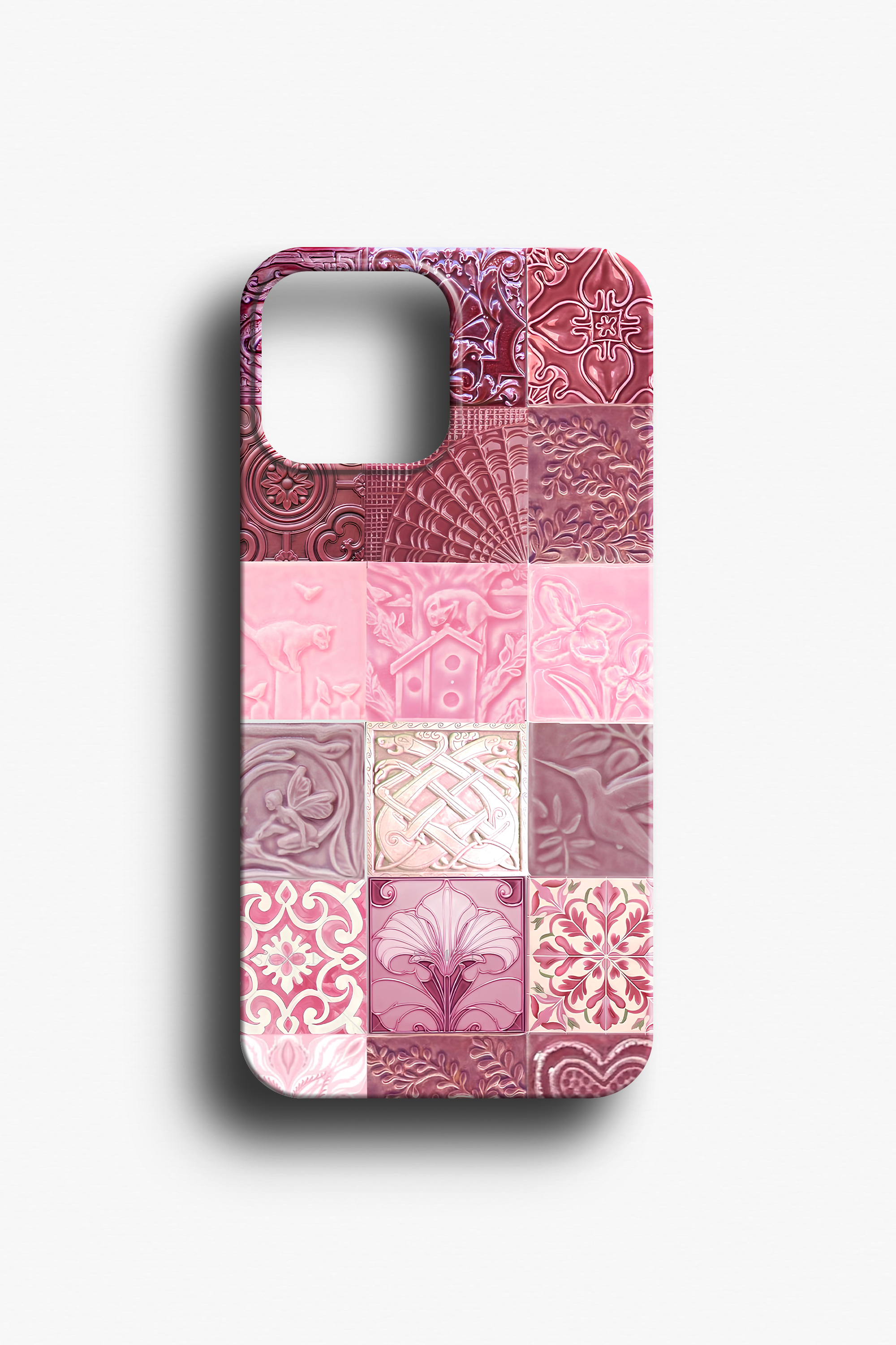 Pembe Seramik Figürlü Telefon Kılıfı