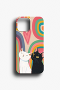 Kedi ve Gökkuşağı Desenli Telefon Kılıfı