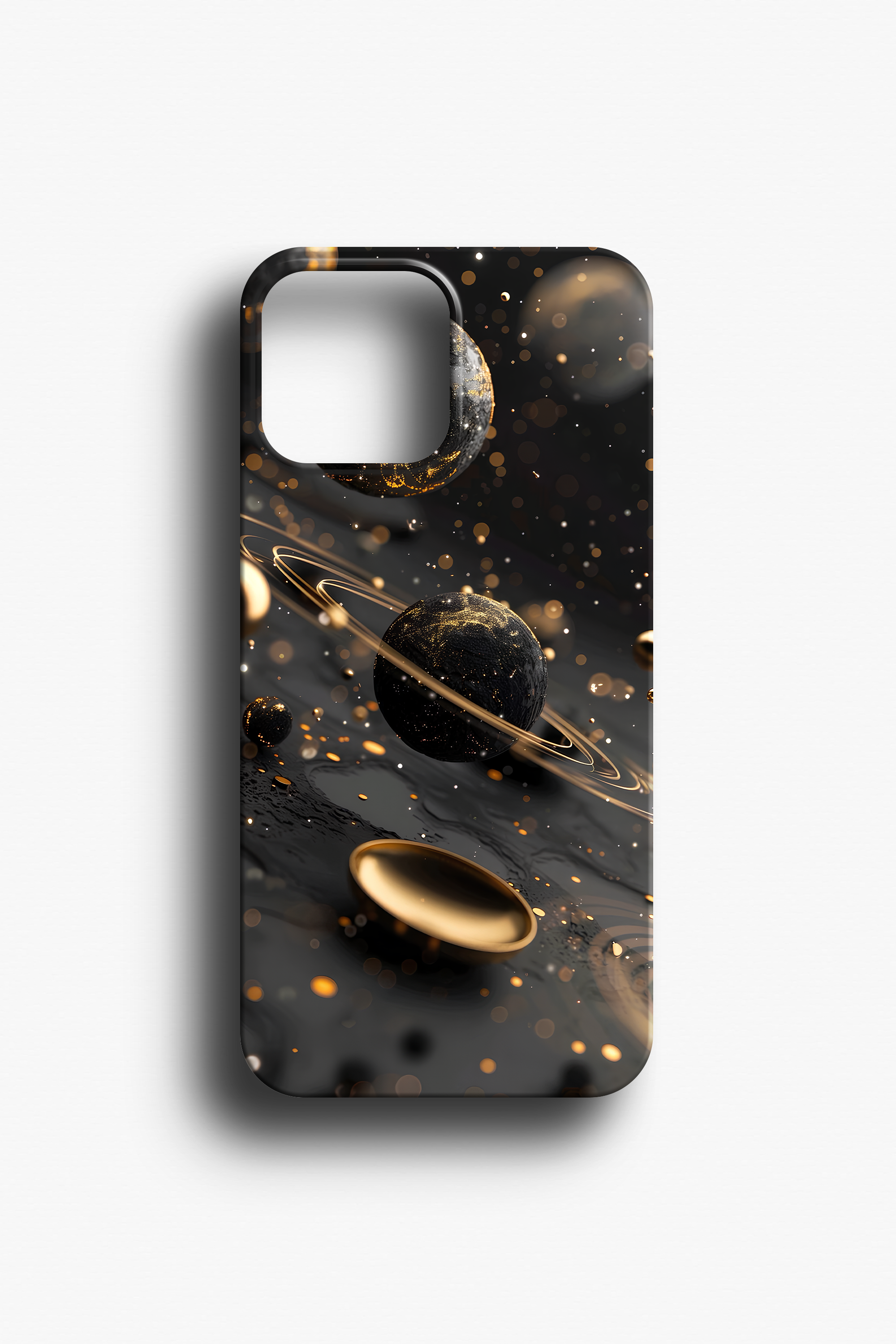 Yaldızlı Satürn ve Galaksi Desenli Telefon Kılıfı