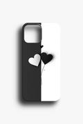Siyah Beyaz Minimalist Kalp Desenli Telefon Kılıfı