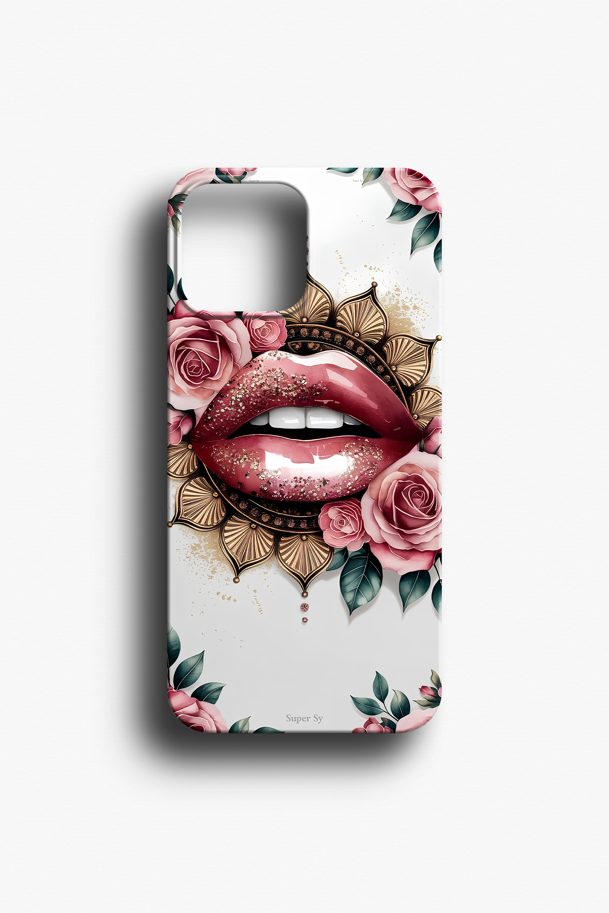 Çiçekli Dudak Desenli Telefon kılıfı