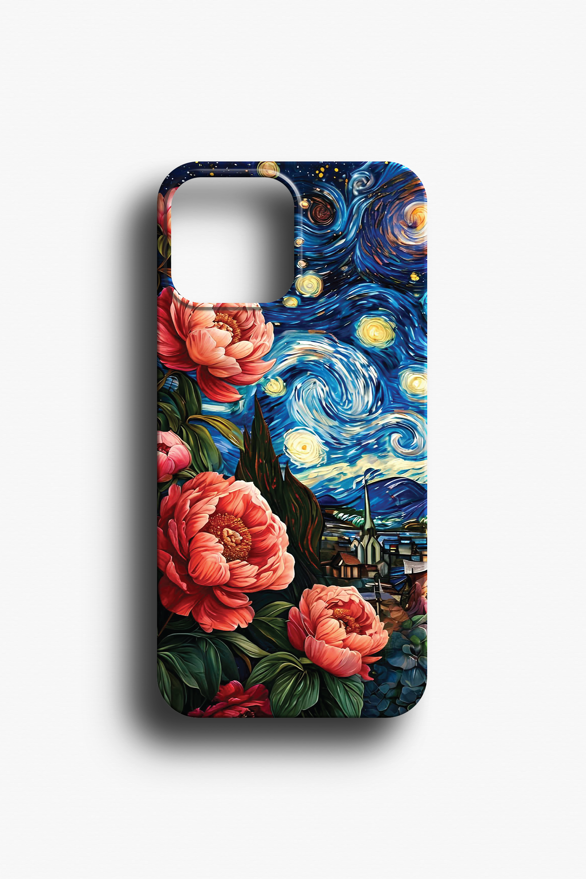 Yıldızlı Gece ve Şakayık Desenli Telefon Kılıfı