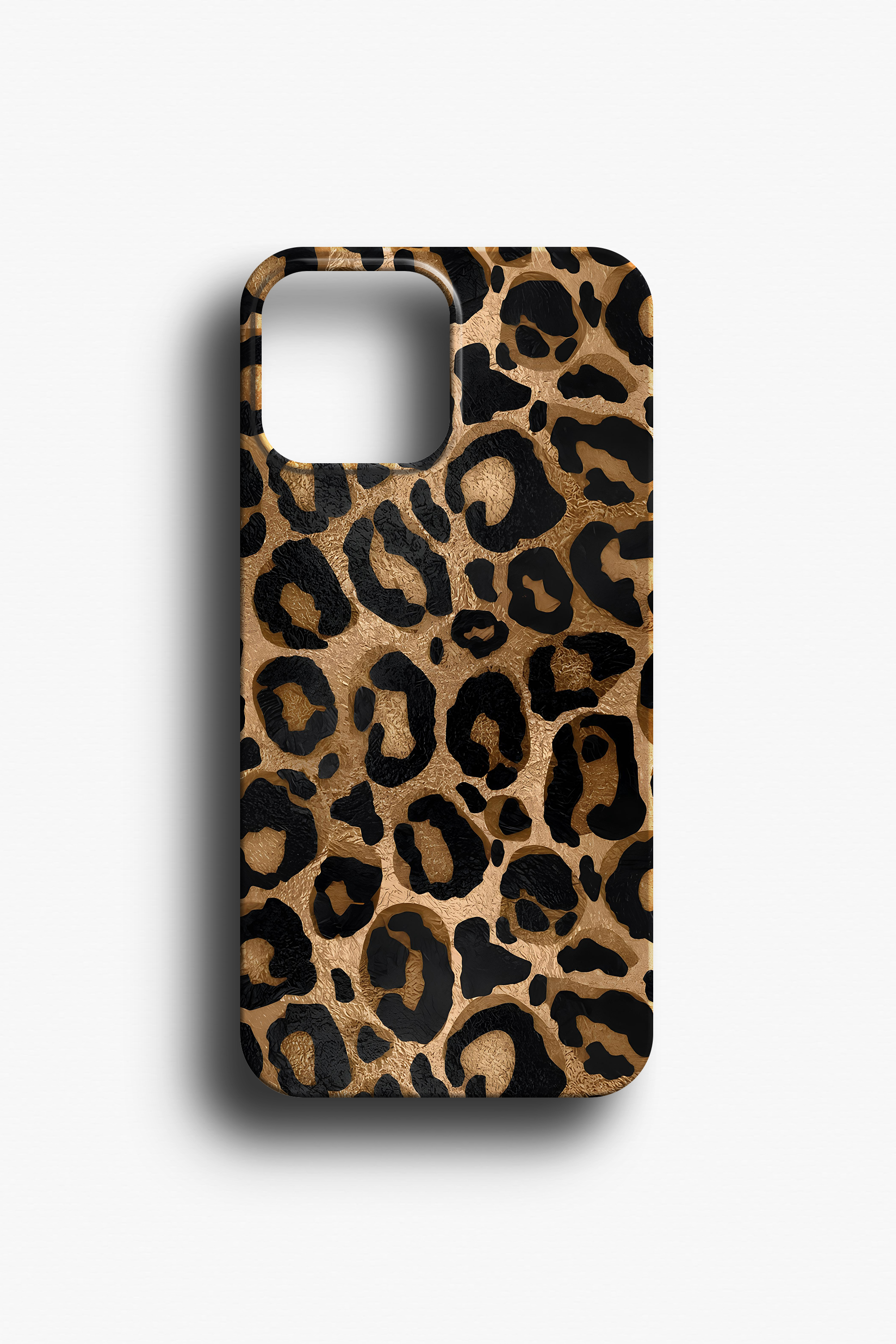Leopar  ve Gold Desenli  Telefon Kılıfı