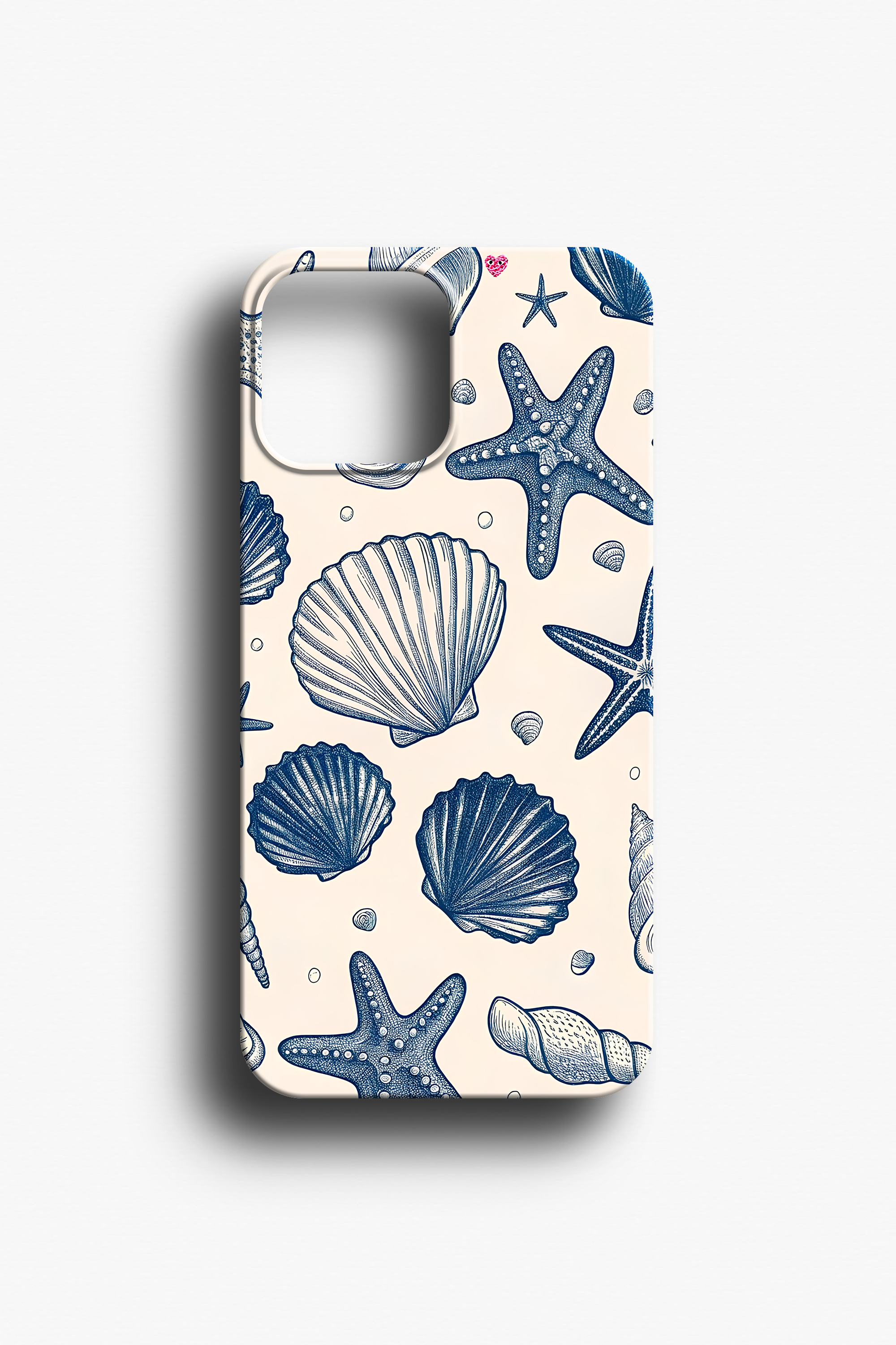 Deniz Kabukları ve Yıldız Desenli Telefon Kılıfı