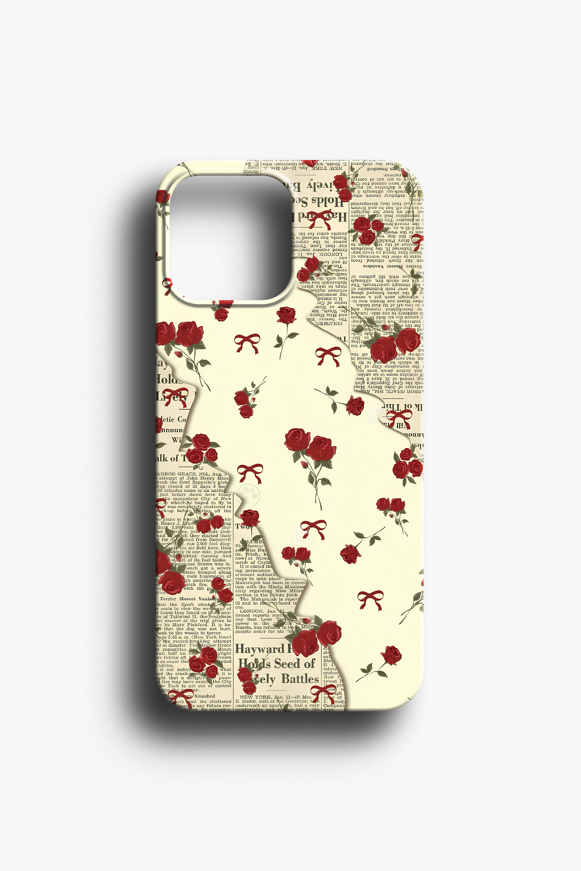 Gazete Desenli ve Güllü  Telefon Kılıfı