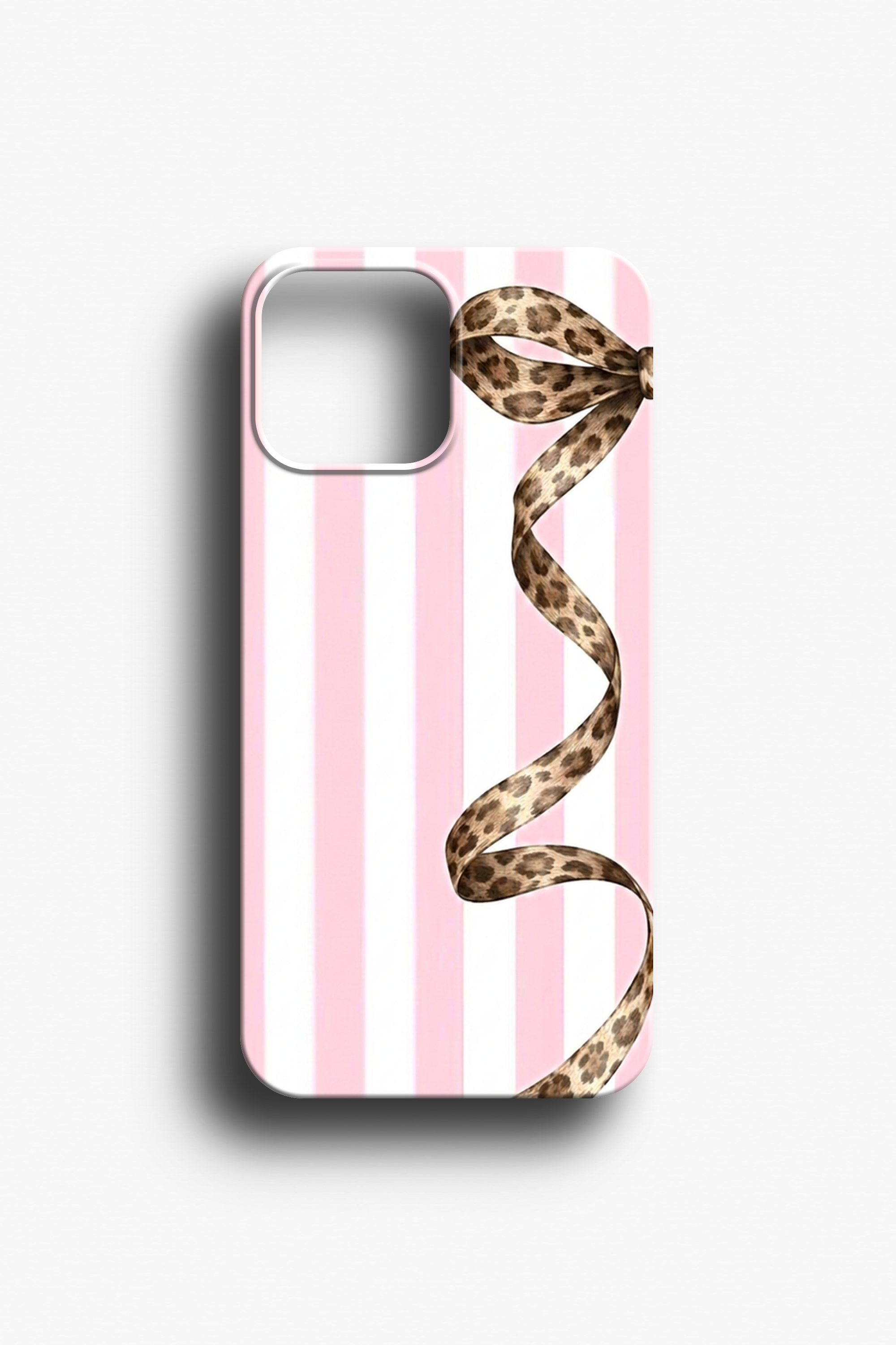 Leopar Fiyonklu Çizgili Telefon Kılıfı