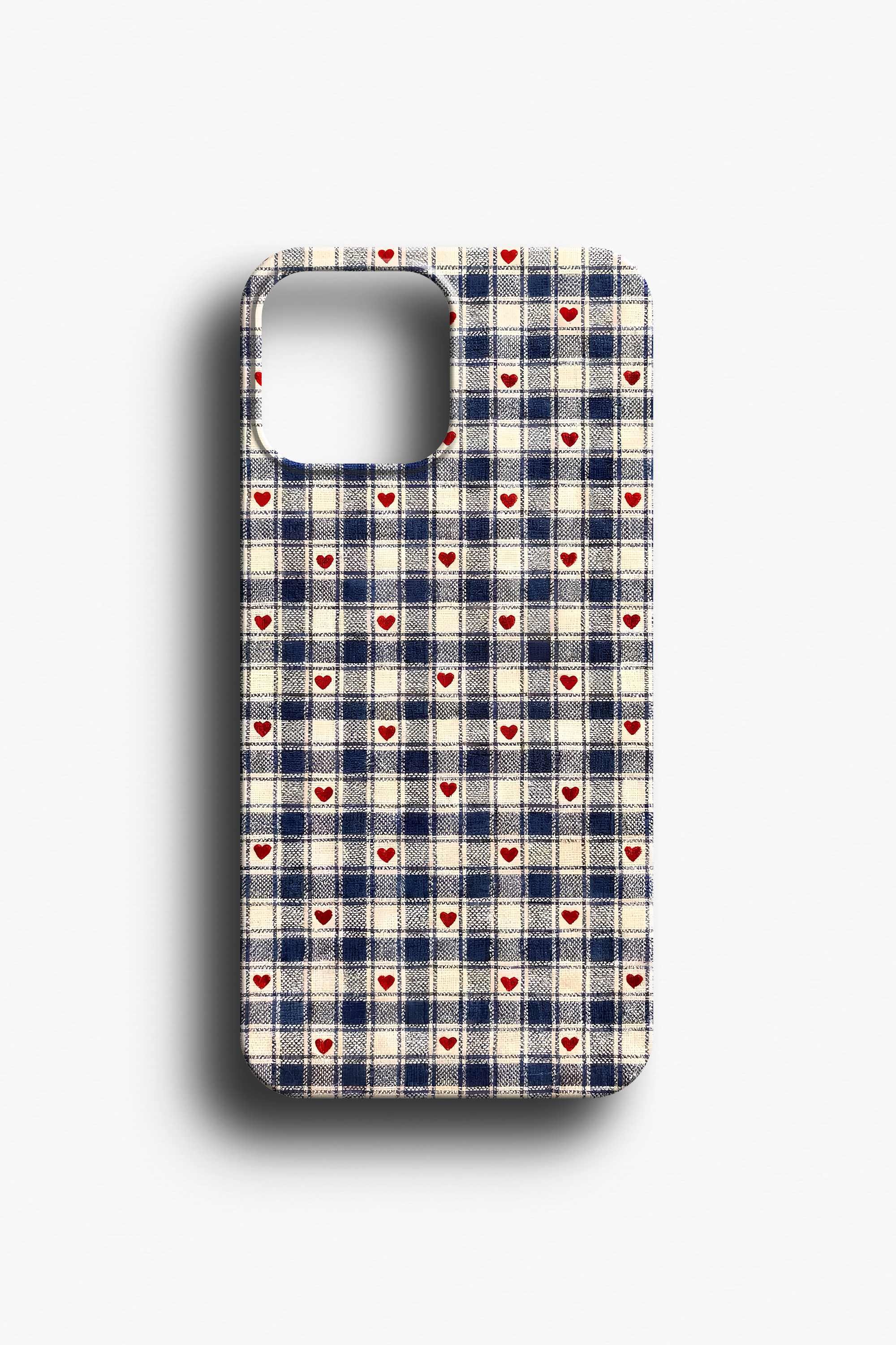 Kareli Küçük Kalp Desenli Telefon Kılıf