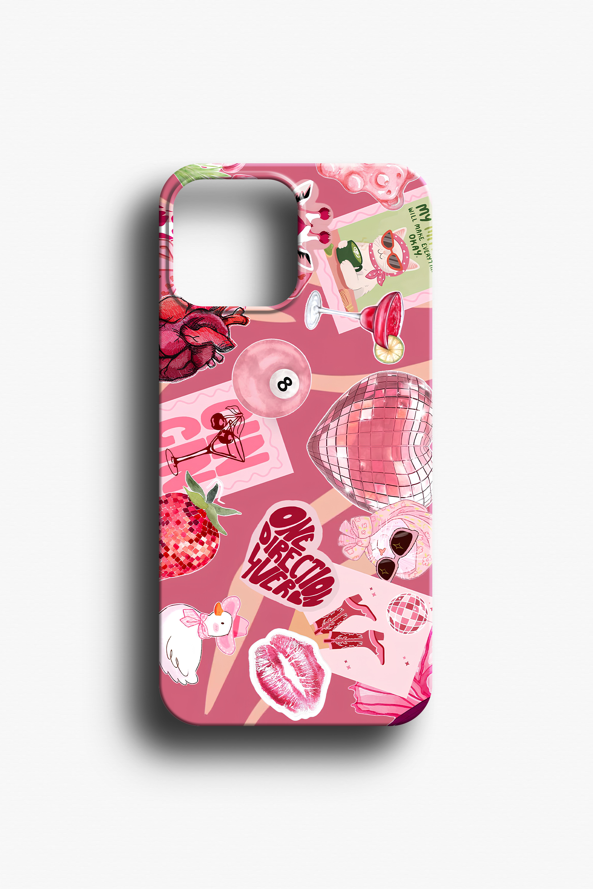 Pembe Sticker Telefon Kılıfı