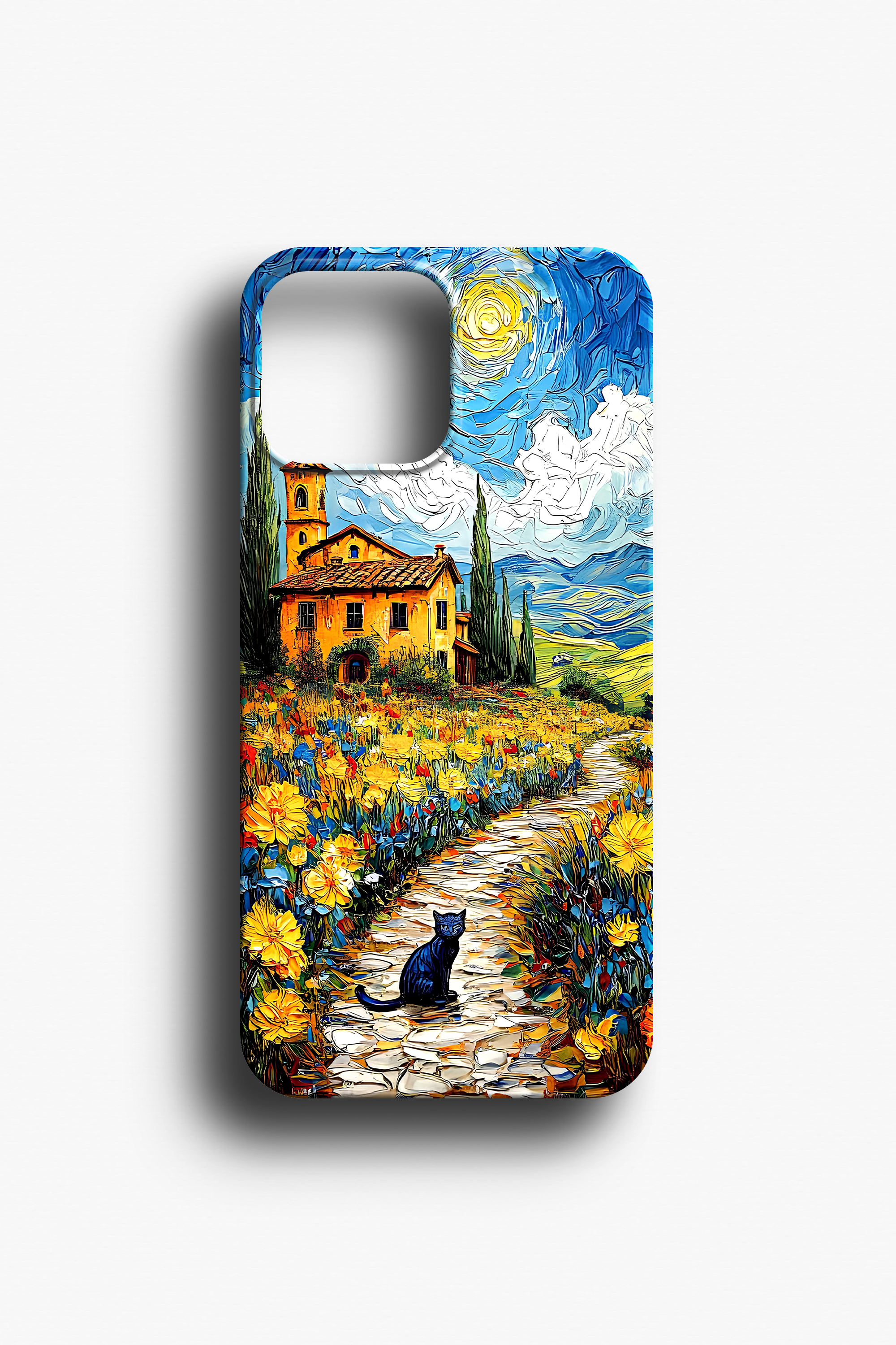 Papatya ve Kedi Desenli Telefon Kılıfı